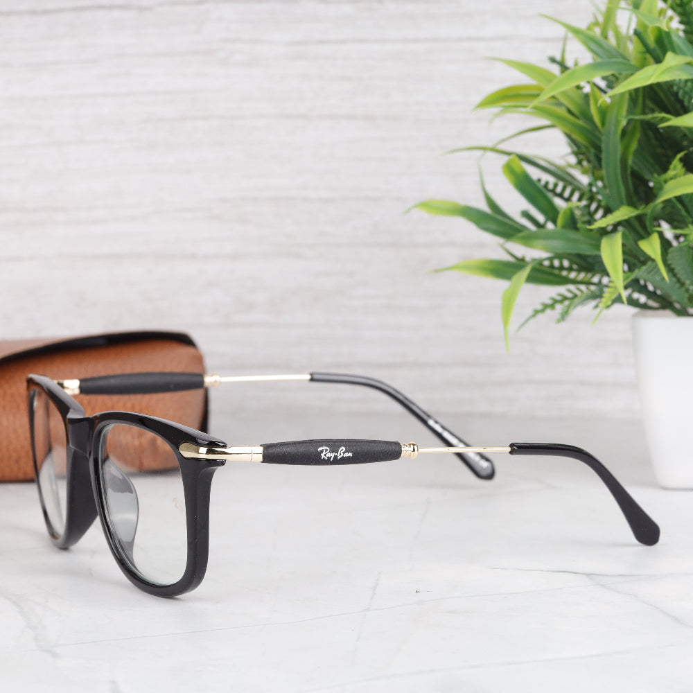 Classic Square 2148 gold frame sunglasses with clear UV 400 square lenses – JUO INDIA